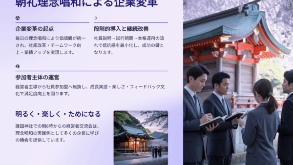 朝礼理念唱和とは？倫理法人会が推進する活力朝礼の実践方法と企業への導入効果