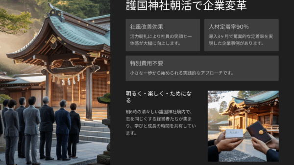 【岡山限定】活力朝礼導入3ヶ月で社風が激変！人材定着率90%の会社事例